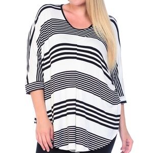 STRIPE SCOOP NECK TOP - PLUS